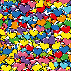 Seamless vector pattern with color candy-hearts