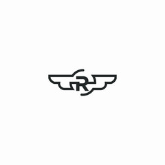 Initial letter R logo and wings symbol. Wings design element  initial Letter R logo Icon  Initial Logo Template
