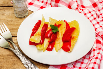 Homemade fermented sweet yellow pepper