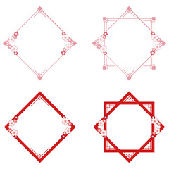 4種類の梅の花のフレームセット