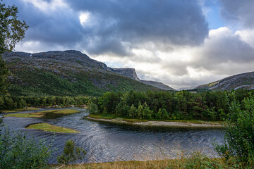 Fototapeta na wymiar Landscape at a river in north Norway