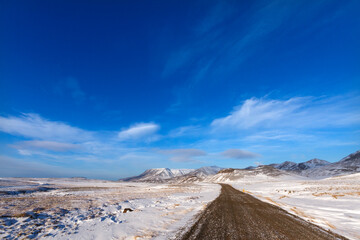 Winter road. Iceland