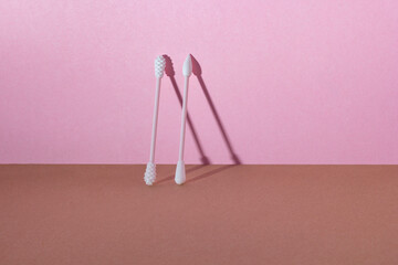 Multicolored Reusable Cosmetic Silicone Cotton Swabs. Zero waste concept.