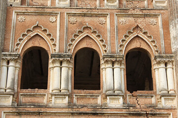 Fototapeta na wymiar Decorated window arches, Navlakha Palace, Rajnagar, Bihar, india.