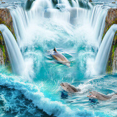 waterfall in the mountains
