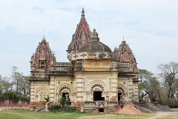 Fototapeta na wymiar Durga temple front view, Rajnagar palatial complex ruins, Bihar, india.
