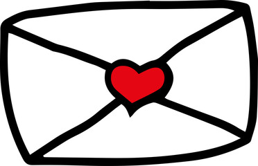 vector hand drawn line art illustration of postal envelope