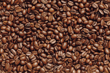 Macro photo of roasted coffee beans background