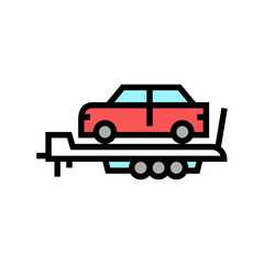 car transportation trailer color icon vector. car transportation trailer sign. isolated symbol illustration