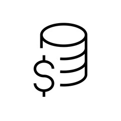 Dollar coins Vector line icon Editable stroke. Business coin stack icon, simple icon, isolated