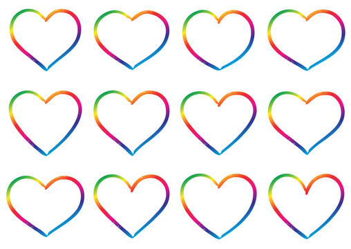 Rainbow heart outlines