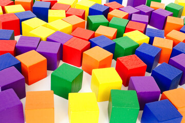 Fototapeta na wymiar multi color background wooden cubes