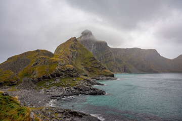 Fototapeta na wymiar Abstract mountains of island Værøy