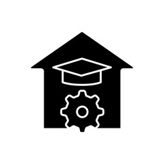 Study at home glyph icon. Organization of the learning process. Home education concept. Distant remote teaching and homeschooling. Isolated silhouette vector illustration