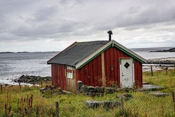 Red hut in an abandoned village