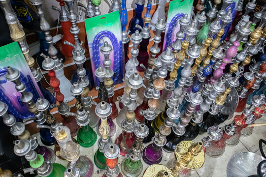many different types of hookahs in the bazaar