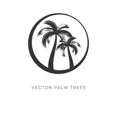 Creative vector palm trees logo design template isolated