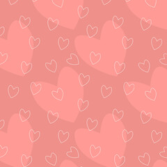 Seamless Turquoise repeat Pattern with Heart shaped figures filled and outlined. Vector illustration for Valentine day or Wedding. Wrapping romance love Wallpaper design.