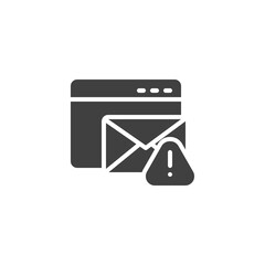 Email phishing alert vector icon. filled flat sign for mobile concept and web design. Website email at risk glyph icon. Symbol, logo illustration. Vector graphics