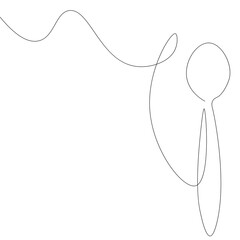 Spoon silhouette line drawing on white background, vector illustration