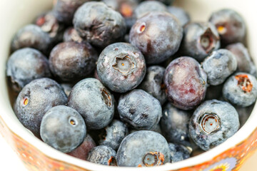 Blueberries in colorful bowl for delicious snack