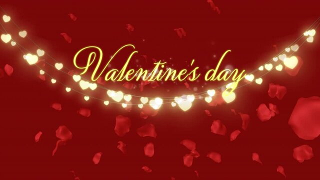 Animation of valentines day on red background