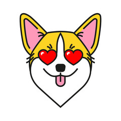 Welsh corgi. Dog with hearts in eyes