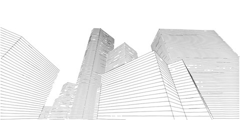 Fototapeta premium Modern architecture wireframe, Abstract architectural background, 3D Illustration