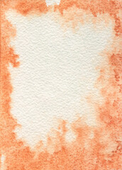 Modern orange watercolor background with watercolour ombre on white paper. Abstract aquarelle textures in soft ochre color. Sandy watercolor degrade painting backdrop. Sienna painted texture - Jpeg