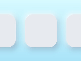 Application Realistic Apple Icon Blank Template on Blue Background.