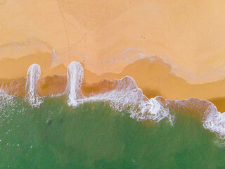 Aerial view of the beach and sea.