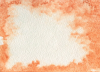Modern orange watercolor background with watercolour ombre on white paper. Abstract aquarelle textures in soft ochre color. Sandy watercolor degrade painting backdrop. Sienna painted texture - Jpeg