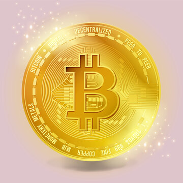 Vector illustration Gold Bitcoin 