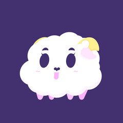 vector illustration of chibi sheep character. shocked and startled sheep's expression. funny, cute, and adorable animals. flat style. design elements. can be used for mascot stickers and logos