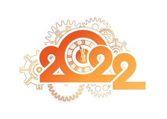 year digits 2022 mechanical logo vector