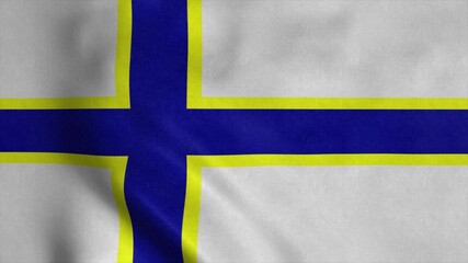 Obraz premium Bayamon flag, city of Puerto Rico, waving in wind. 3d illustration