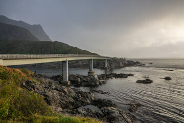 Bridge over the ocean on lofoten islands