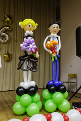 Decoration of the holiday with colorful balloons