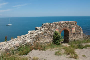 Ruins of old fortress in architectural-historic complex old town Sozopol, Sozopol, Bulgaria