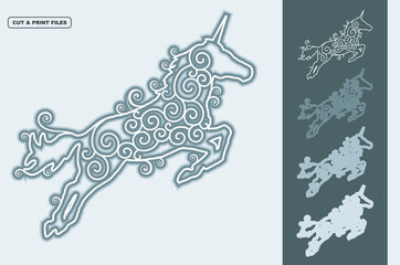 Unicorn Vector 3D Layered Eps 10