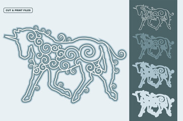 Unicorn Vector 3D Layered Eps 10