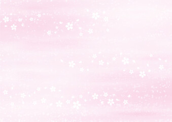 桜吹雪　春のイメージイラスト　背景素材（ピンク）