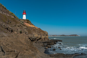 The lighthouse at the coast of the Volcanic island at Zhangzhou, Fujian province, China.