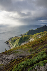 View from above over lofoten mountains