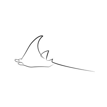 recommend clip art: Sea Stingray in one line. Black line vector illustration on white background