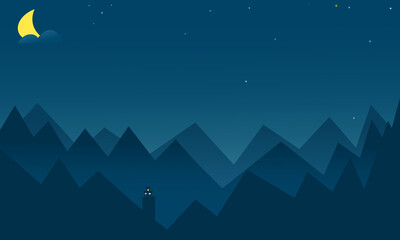 night landscape with mountains
