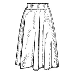 vector, isolated, skirt sketch hand drawn