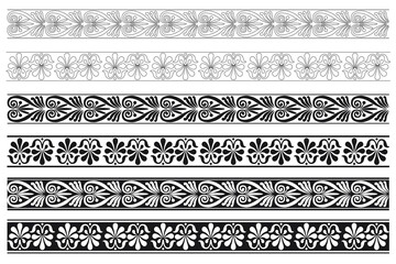 Set of decorative floral seamless ornamental border - Vector modular