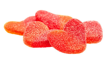 heart shaped strawberry marmalade isolated on white close up