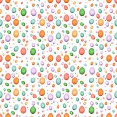 Pattern of colored eggs on a white background